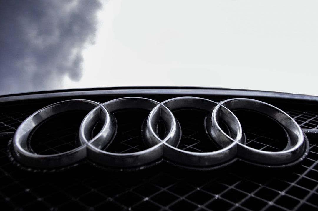 a close up of an audi emblem on a car