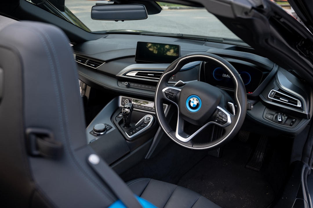 black bmw car steering wheel