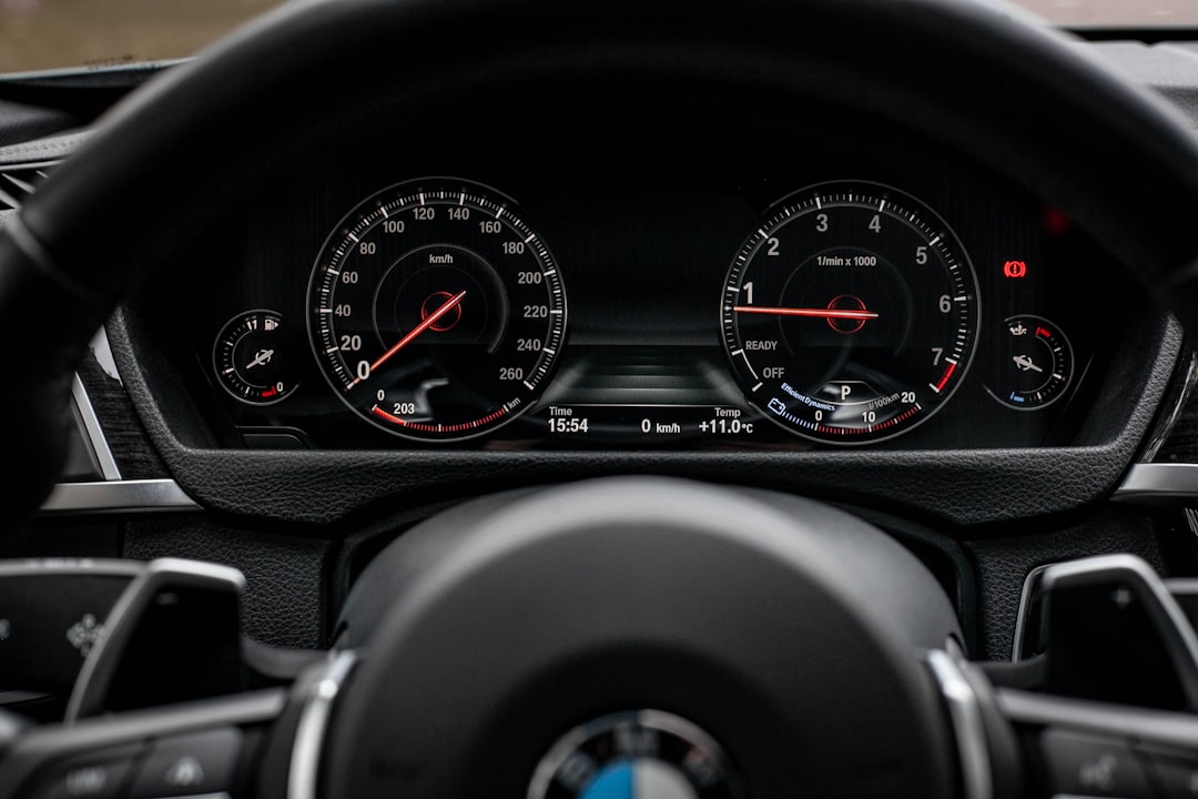 The dashboard of a BMW car with a digital display